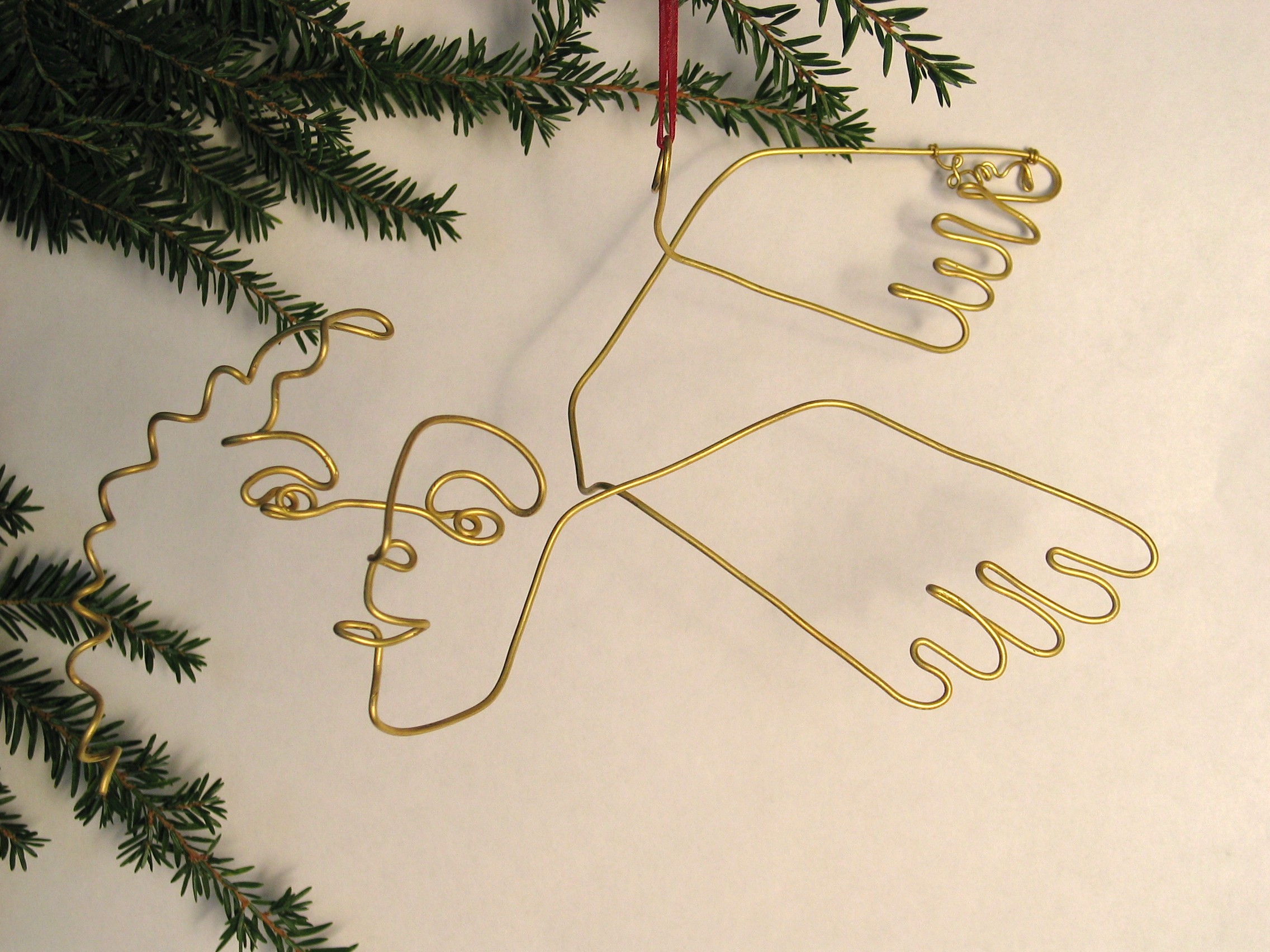 Wire Sculpture Christmas Angel Ornament