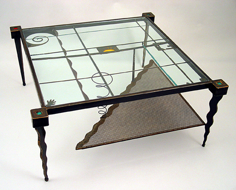 Whimsical Steel Glass Coffee Table