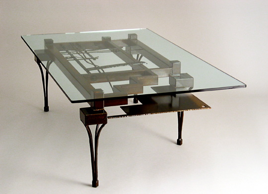 Table :: Tables :: Steel :: Coffee :: Glass :: Dining :: Buffet :: End :: Cocktail :: Kitchen :: Home :: Office :: Lobby :: Desk :: Sculptural :: Lisa Fedon